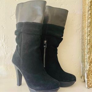 Micheal Kors black leather boots heels
